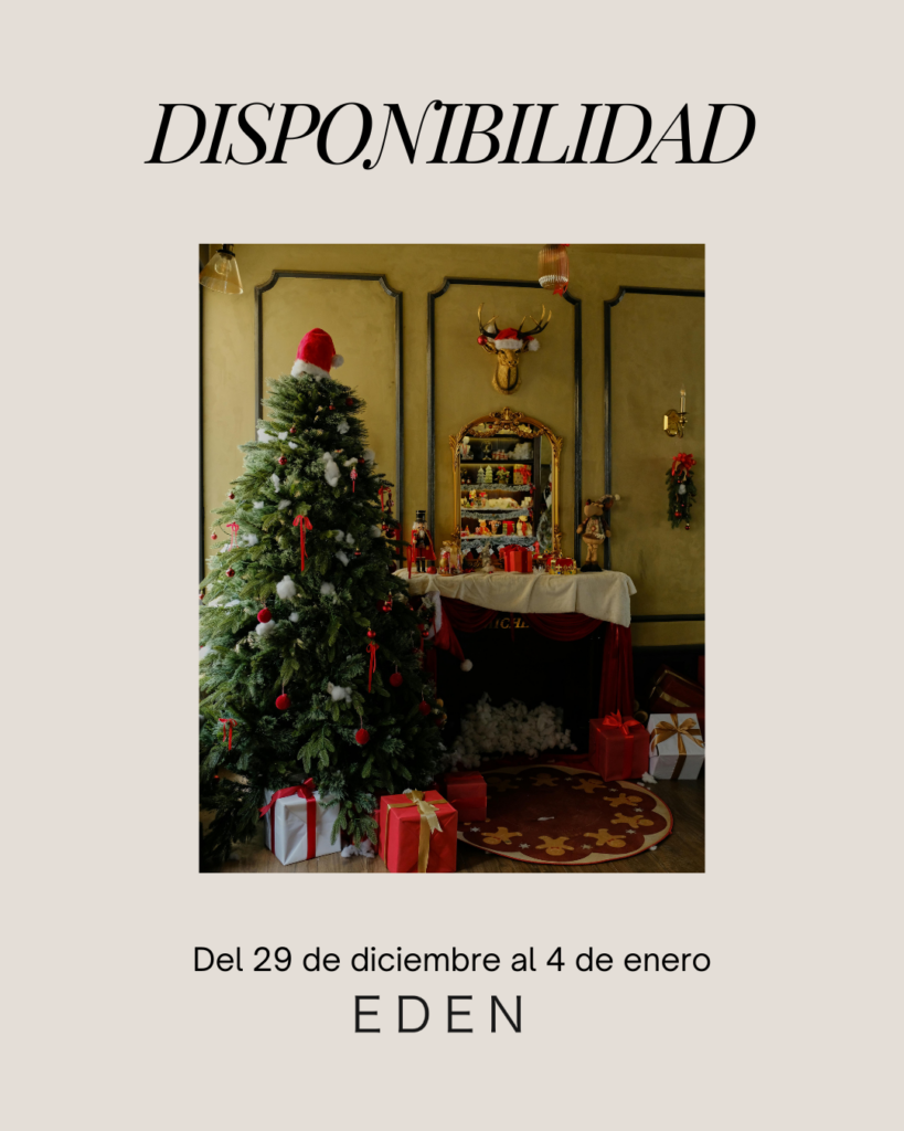 Disponibilidad del 29 de diciembre al 4 de enero